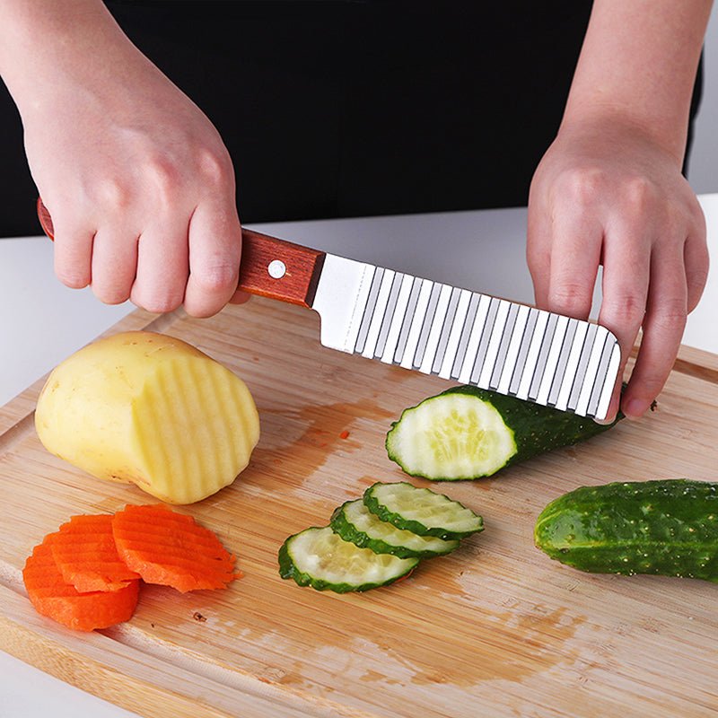 French Fries Cutter Stainless Steel Potato Cutter Knife Vegetable Wave Cutting Tools Kitchen Gadgets Zambeel - China