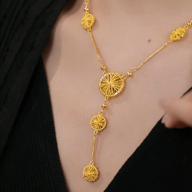 Gold Circle Tassel Necklace Zambeel
