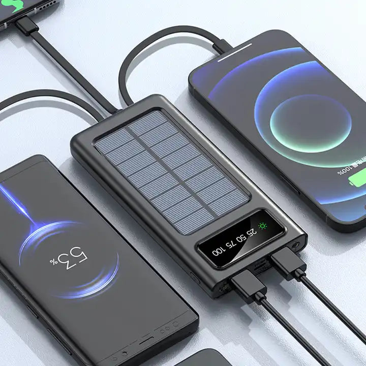 Solar Power Bank 20000mAh, Fast Charging Built in Cable ( UAE Delivery Time: 1-3 Days ) ahmedmart