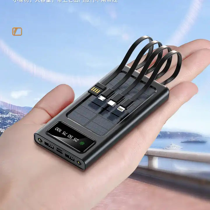 Solar Power Bank 20000mAh, Fast Charging Built in Cable ( UAE Delivery Time: 1-3 Days ) ahmedmart
