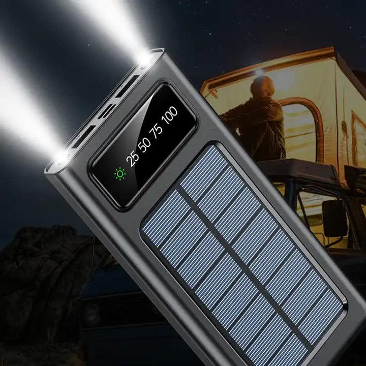 Solar Power Bank 20000mAh, Fast Charging Built in Cable ( UAE Delivery Time: 1-3 Days ) ahmedmart