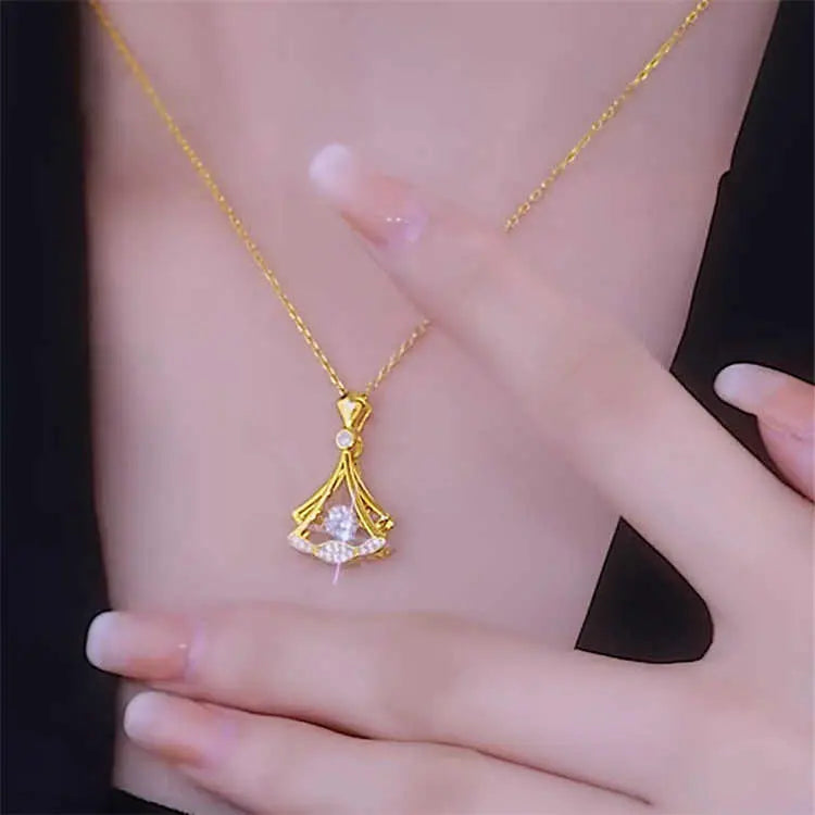 24K Gold Plated Fan Necklace Barza Mart