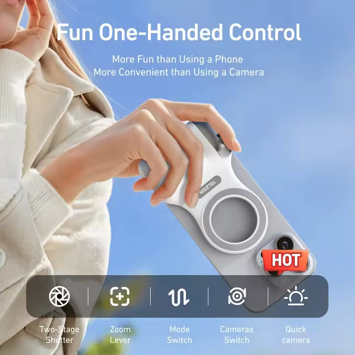 Fun Shot Magnetic Phone Camera DSLR Style Shutter Grip for Smart Phones & Android