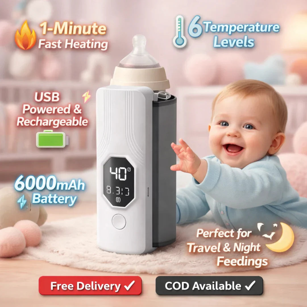 Portable Rechargeable Baby Feeder Warmer | Bottle Warmer – Mini & Travel-Friendly Milk Heater for Babies Dailynexaa