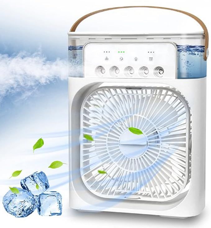 3 In 1 Small Air Cooler LED Night Light Portable Humidifier Air Adjustment Fan For Office & Home ahmedmart