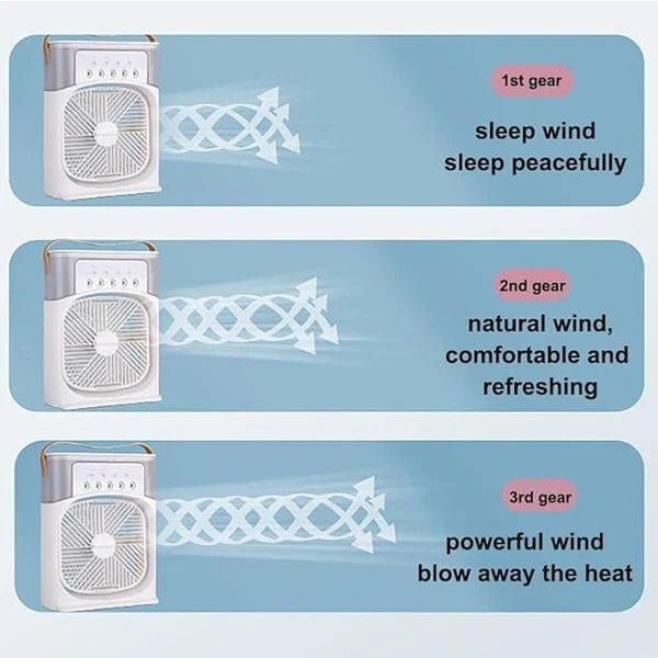 3 In 1 Small Air Cooler LED Night Light Portable Humidifier Air Adjustment Fan For Office & Home ahmedmart