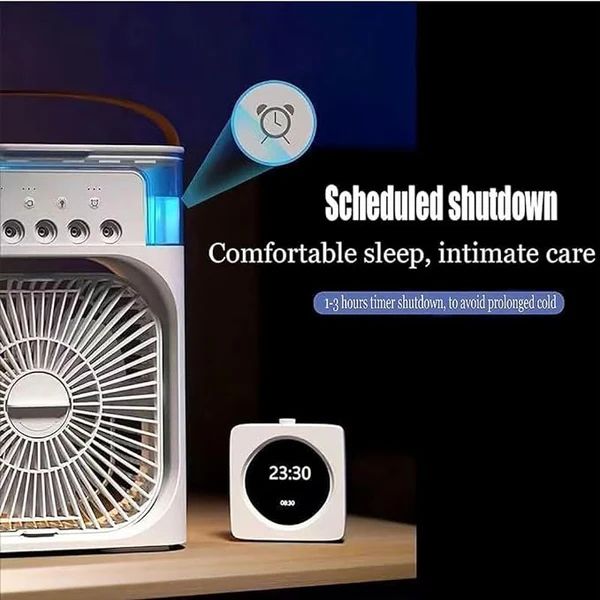 3 In 1 Small Air Cooler LED Night Light Portable Humidifier Air Adjustment Fan For Office & Home ahmedmart