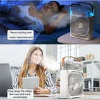 3 In 1 Small Air Cooler LED Night Light Portable Humidifier Air Adjustment Fan For Office & Home ahmedmart
