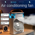 3 In 1 Small Air Cooler LED Night Light Portable Humidifier Air Adjustment Fan For Office & Home ahmedmart