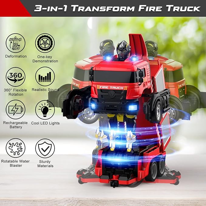Fire Fighting - RC Deformation Fire Truck with Water Spray Ⓢ