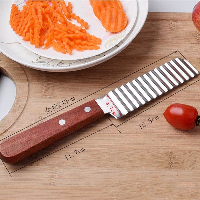 French Fries Cutter Stainless Steel Potato Cutter Knife Vegetable Wave Cutting Tools Kitchen Gadgets Zambeel - China