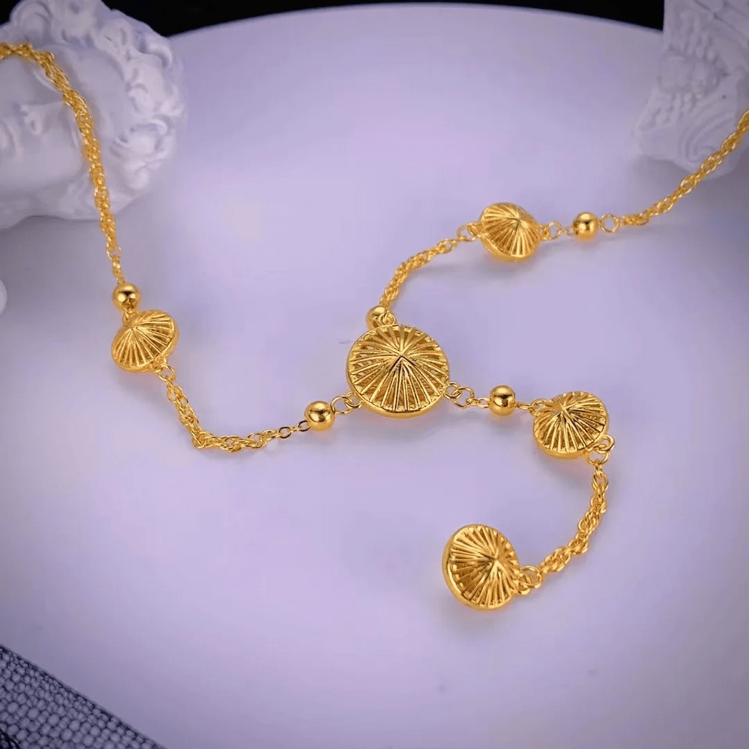 Gold Circle Tassel Necklace Zambeel