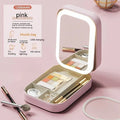 Portable Makeup Storage Box with LED Light Mirror (UAE Delivery Time: 1-3 Days) ahmedmart