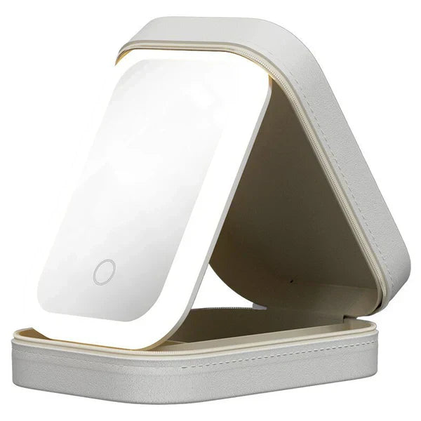 Portable Makeup Storage Box with LED Light Mirror (UAE Delivery Time: 1-3 Days) ahmedmart