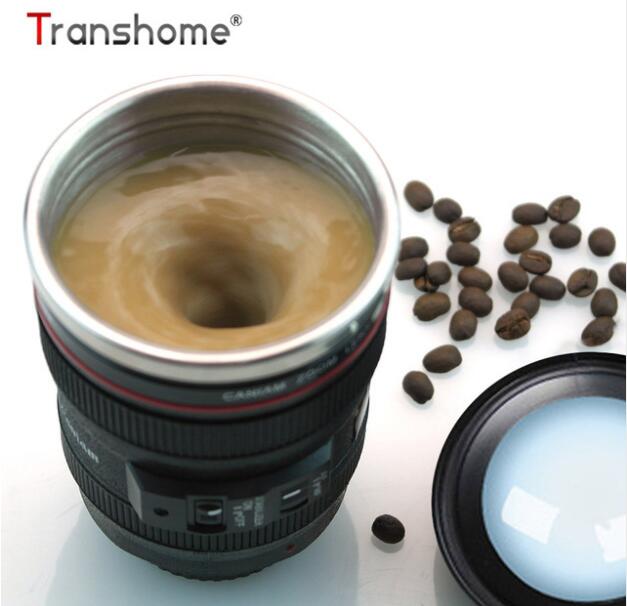Transhome Creative Self Stirring Mug Camera Lens Mugs 300ml Battery Style Stainless Steel Milk Coffee Cups For Sporting Travel Zambeel - China