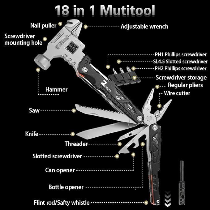 Upgraded 18 in 1 Multitool,Professional Stainless Steel ahmedmart